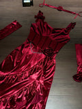 Niulatu Mermaid Spaghetti Straps Burgundy Christmas Dress Velvet Prom Dresses Birthday Outfits SD1171