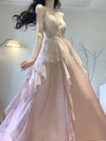 Niulatu Mermaid Spaghetti Straps Ombre Pink Chiffon Dress Long Prom Dresses Birthday Outfits SD1173