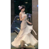 Niulatu Mermaid Spaghetti Straps Ivory Long Prom Dresses Night Dress Birthday Outfits SD1174