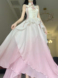 Niulatu A line Ombre Pink Chiffon Dress Long Prom Dresses Night Dress Birthday Outfits SD1176