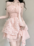 Niulatu A line Spaghetti Straps Pink Chiffon Short Birthday Dresses Birthday Outfits SD1183
