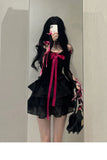 Niulatu A line Spaghetti Straps Black Homecoming Dresses Birthday Dress Birthday Outfits SD1184