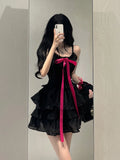 Niulatu A line Spaghetti Straps Black Homecoming Dresses Birthday Dress Birthday Outfits SD1184