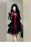 Niulatu A line Spaghetti Straps Black Homecoming Dresses Birthday Dress Birthday Outfits SD1184