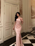 Niulatu Sheath Spaghetti Straps Pink Satin Prom Dresses Birthday Outfits Evening Gown SD1118