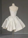 Niulatu Ball Gown Straps White Satin Homecoming Dresses Birthday Dress Birthday Outfits SD1191