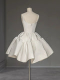 Niulatu Ball Gown Straps White Satin Homecoming Dresses Birthday Dress Birthday Outfits SD1191