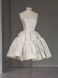 Niulatu Ball Gown Straps White Satin Homecoming Dresses Birthday Dress Birthday Outfits SD1191