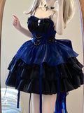 Niulatu Ball Gown Straps Royal Blue Organza Short Lolita Dresses Party Dress Birthday Outfits SD1194