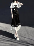 Niulatu A line Black Satin Long Prom Dresses Night Lolita Dress Birthday Outfits SD1195