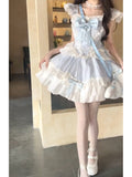 Niulatu Ball Gown Square Neckline Short Tulle Blue Lolita Dresses Party Dress Birthday Outfits SD1200