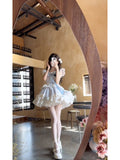 Niulatu Ball Gown Square Neckline Short Tulle Blue Lolita Dresses Party Dress Birthday Outfits SD1200