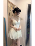 Niulatu A line Spaghetti Straps White Lace Short 2 Pieces Dresses Party Dress Birthday Outfits SD1201
