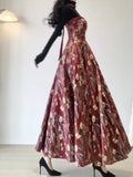 Niulatu A line Spaghetti Straps Red Floral Long Birthday Dresses Prom Dress Birthday Outfits SD1203