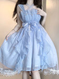Niulatu Ball Gown Square Neckline Short Blue Lolita Dresses Party Dress Birthday Outfits SD1206