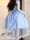 Niulatu Ball Gown Square Neckline Short Blue Lolita Dresses Party Dress Birthday Outfits SD1206