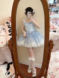 Niulatu Ball Gown 2 Pieces Top And Skirt Short Blue Lolita Dresses Party Dress Birthday Outfits SD1207