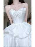 Niulatu High Low Spaghetti Straps White Beach Dress Party Dress Birthday Dresses Birthday Outfits SD1213