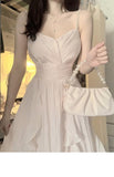 Niulatu A Line Spaghetti Straps Champagne Prom Dresses Night Dress Birthday Outfits SD1215