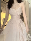 Niulatu A Line Spaghetti Straps Champagne Prom Dresses Night Dress Birthday Outfits SD1215