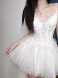 Niulatu A Line Spaghetti Straps White Lace Party Dress Birthday Dresses Birthday Outfits SD1216