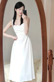 Niulatu A Line Square Neckline White Holiday Dresses Night Dress Birthday Outfits SD1219