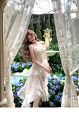 Niulatu High Low Spaghetti Straps Ivory Holiday Dresses Night Dress Birthday Outfits SD1221