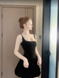 Niulatu A Line Strapless Black Velvet Party Dress Birthday Dresses Birthday Outfits SD1223
