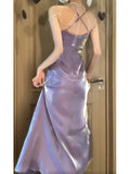 Niulatu A line Spaghetti Straps Grape Women's Beach Dress Slit Vacation Dresses Birthday Dress SD1224