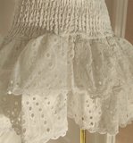 Niulatu Sheath Strapless White Lace Vacation Dress Short Birthday Dresses SD122