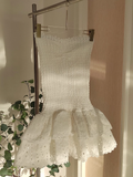 Niulatu Sheath Strapless White Lace Vacation Dress Short Birthday Dresses SD122