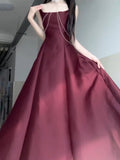 Niulatu A line Square Neckline Sleeveless Women's Burgundy Holiday Dress Vacation Dresses Birthday Dress SD1233