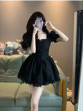 Niulatu Gown Square Neckline Black Holiday Dress Birthday Dresses Birthday Outfits SD1236