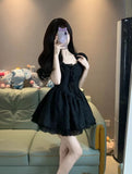 Niulatu Gown Square Neckline Black Holiday Dress Birthday Dresses Birthday Outfits SD1236