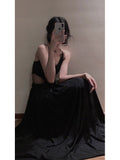 Niulatu A line Spaghetti Straps Black Beach Dress Women's Vacation Dresses Birthday Dress SD1243