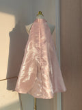 Niulatu A line Halter Pink Travel Vacation Dresses Short Satin Birthday Dress SD1245