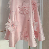 Niulatu A line Halter Pink Travel Vacation Dresses Short Satin Birthday Dress SD1245