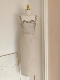 Niulatu Sheath Straps Champagne Tea Length Vacation Dress Women Dresses SD124
