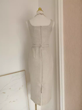 Niulatu Sheath Straps Champagne Tea Length Vacation Dress Women Dresses SD124