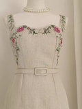 Niulatu Sheath Straps Champagne Tea Length Vacation Dress Women Dresses SD124