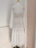 Niulatu A line Halter White Lace Tea Length Vacation Dress Women Beach Dresses SD125