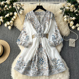Niulatu A line Long Sleeves Long Sleeves White Holiday Dresses Autumn Beach Dress SD1266