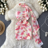 Niulatu Sheath Strapless Pink Floral Holiday Dresses Short Length Women's Dress SD1276