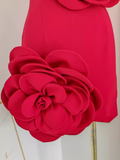 Niulatu Sheath Strapless Red Satin Travel Vacation Dress Short Birthday Dress SD127