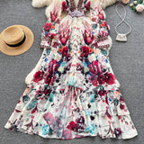 Niulatu A line Long Sleeves Pink Floral Holiday Dresses Women's Dress SD1282