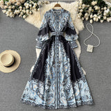 Niulatu A line Long Sleeves Floral Holiday Dresses Women's Dress SD1284
