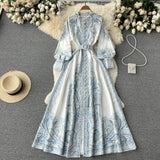 Niulatu A line Long Sleeves White Floral Holiday Dresses Women's Dress SD1285