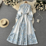 Niulatu A line Long Sleeves White Floral Holiday Dresses Women's Dress SD1285