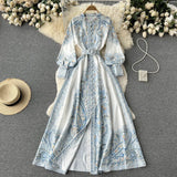 Niulatu A line Long Sleeves White Floral Holiday Dresses Women's Dress SD1285