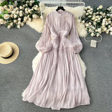 Niulatu A line Scoop Long Sleeves Lilac Holiday Dresses Women's Dress SD1287